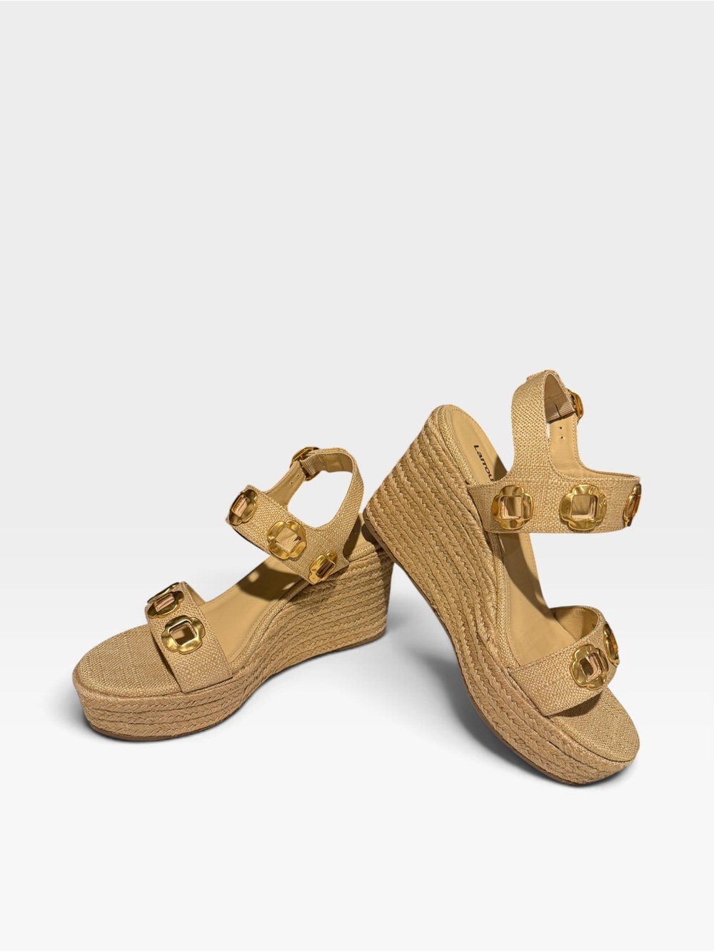 NWOB Larroude Milan Studded Espadrille Wedge Sandals - Picture 3 of 7